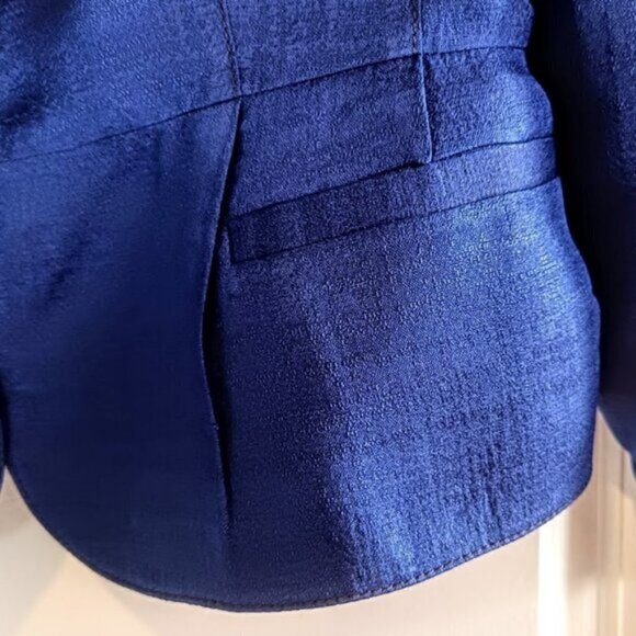 Piazza Sempione Blue Italian Silk Peplum Jacket - Picture 2 of 8